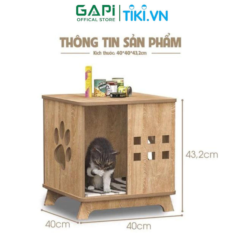 Nhà cho mèo thiết kế xinh xắn, nhà dành cho thú cưng hiện đại, thoáng mát thương hiệu GAPI - GP206