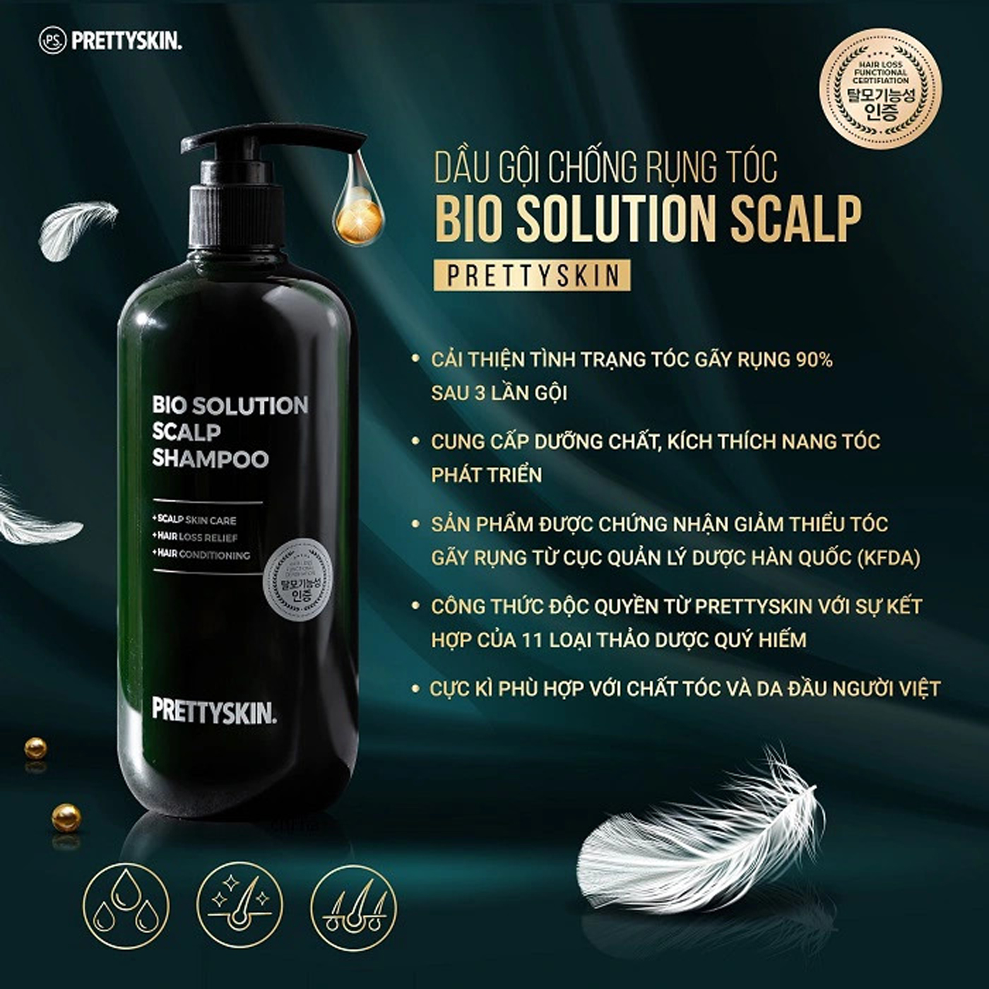 DẦU GỘI NGĂN RỤNG TÓC PRETTYSKIN BIO SOLUTION SCALP SHAMPOO 500ml