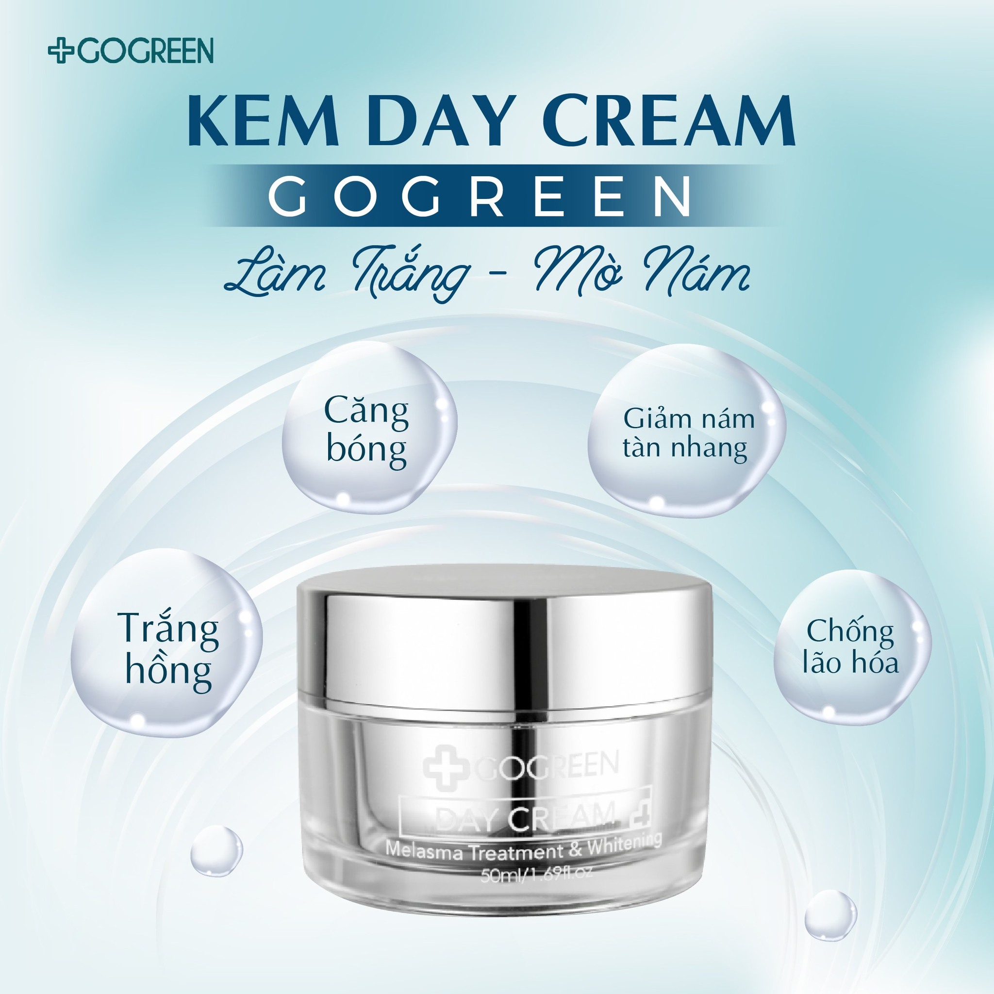 GoGreen Day Cream – Kem Arbutin – Kem dưỡng làm trắng mờ nám – 50 ml