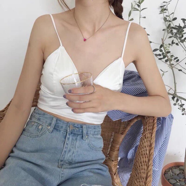 Áo 2 dây croptop LỤA thời trang