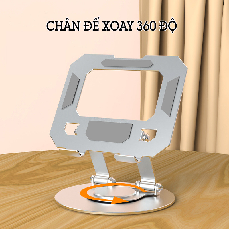 Giá Đỡ Máy Tính Bảng Hợp Kim Nhôm Để Bàn Xoay 360 Độ Cho Điện Thoại, Máy Tính Bảng L08 - Hàng Chính Hãng