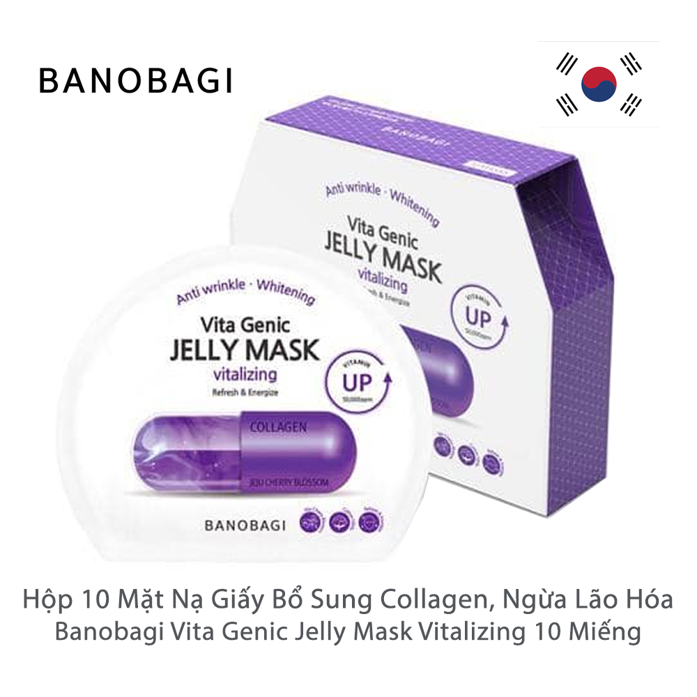 Hộp 10 Mặt nạ dưỡng da BANOBAGI VITA GENIC JELLY MASK VITALIZING cung cấp collagen và dưỡng chất chăm sóc da