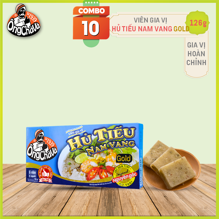 Combo 10 hộp gia vị viên Hủ Tiếu Nam Vang Ông Chà Và 126g (Nam Vang Rice Noodle Soup Cubes)