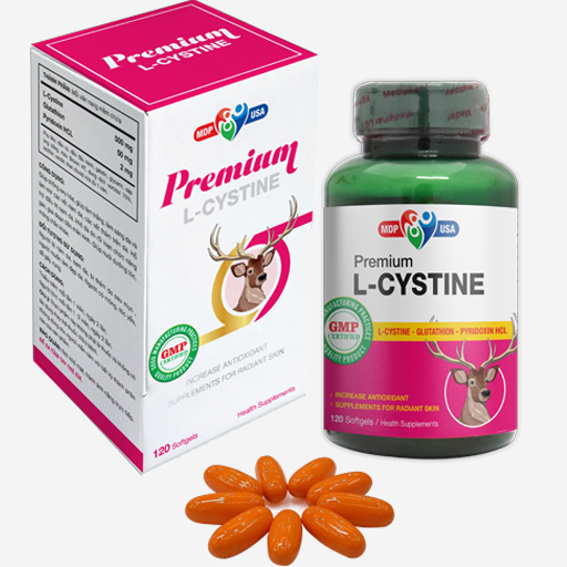 Thực phẩm chức năng Premium L-CYSTINE - Chống oxy hóa, trắng da, mờ thâm nám - Lọ 120 viên nang mềm