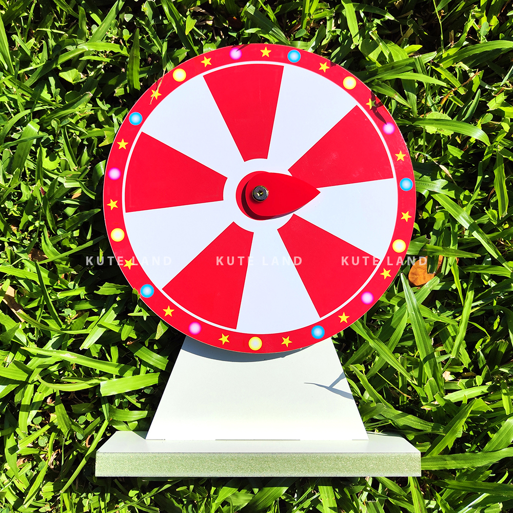 Vòng quay trúng thưởng may mắn 25 cm 10 ô màu trắng đỏ có thể ghi bút bi sáng tạo nội dung sự kiện, trò chơi