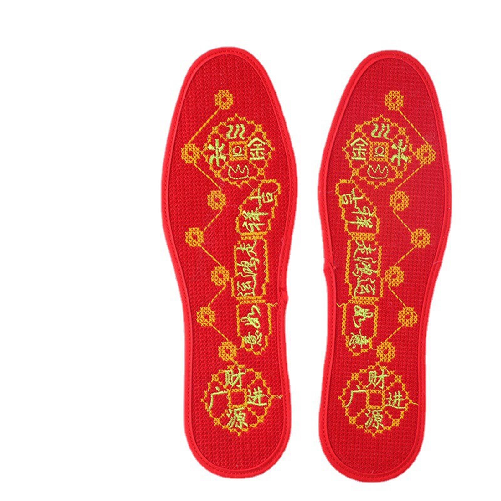 Feng Shui Seven Coins Insoles Feng Shui Insoles Foot Pads Good Luck Insoles Shoe Insoles Comfortable Red for Men Women Cold Weather Training