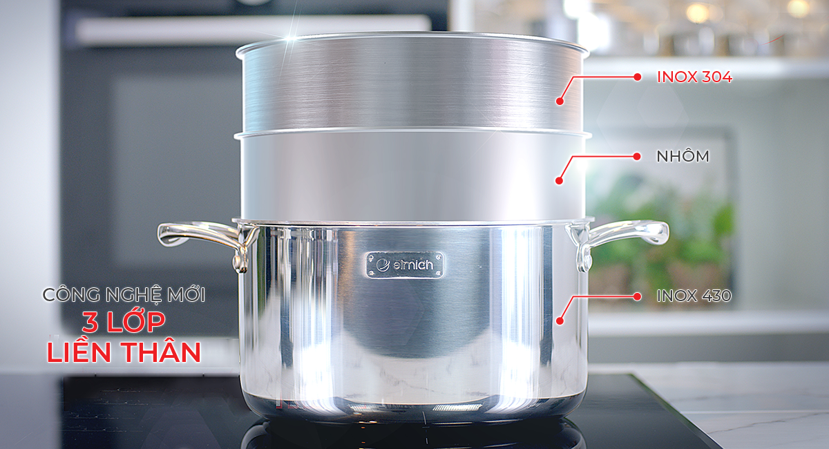 Nồi inox 3 lớp cao cấp đáy liền Trimax XS EL3749 size 26cm
