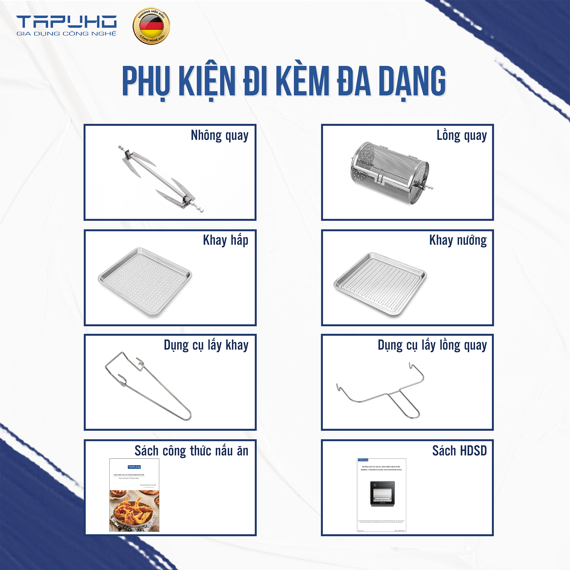 Nồi chiên hơi nước Tapuho TSF16 - thương hiệu Đức