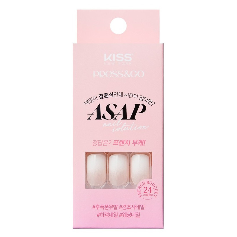 Bộ 24 Móng Tay Gel Tự Dán Press &amp; Go Kiss New York Nail Box - French Bouquet (KKPA06KA)