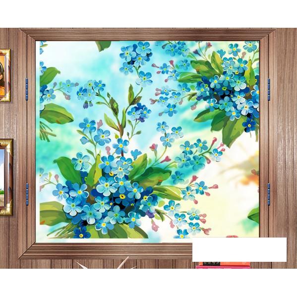 Decal dán kính cao cấp - Hoa Chùm Xanh