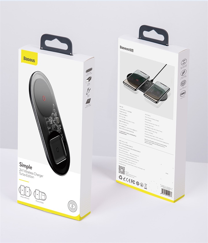 Sạc nhanh không dây 20W mặt kính sang trọng 2 in 1 Baseus- Hàng chính hãng