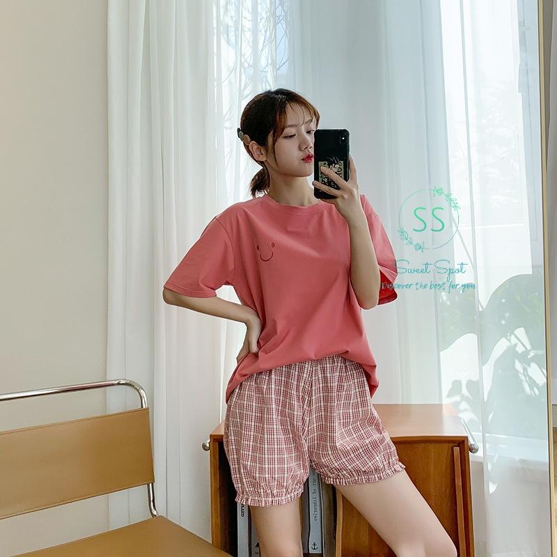Đồ bộ nữ ở nhà cao cấp, bộ đồ ngủ, đi chơi, set đồ Hàn Quốc mặt cười dễ thương