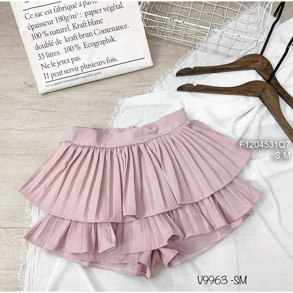 CHÂN VÁY XẾP LY 2 TẦNG BẢNG 3 MÀU CHO NỮ