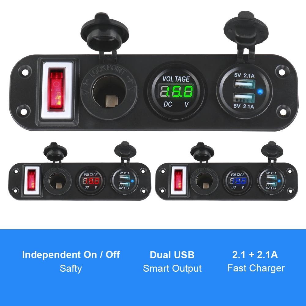 Củ sạc hai cổng USB 12-24V 5V 2.1A +2.1A màn hình LED kỹ thuật số cho xe hơi