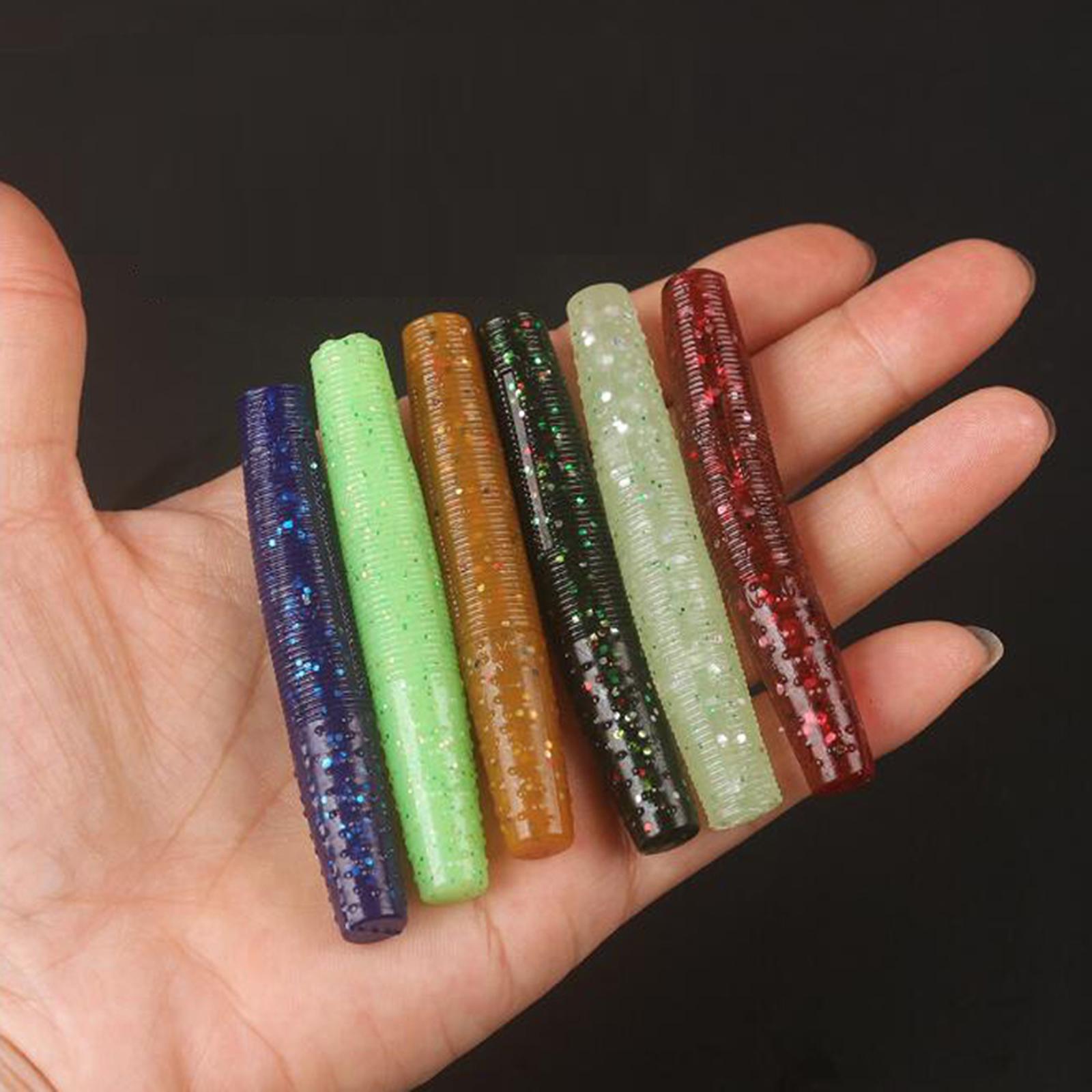 12x Worm Fishing Lures Portable Fishing Baits Set for Salmon Panfish Sunfish