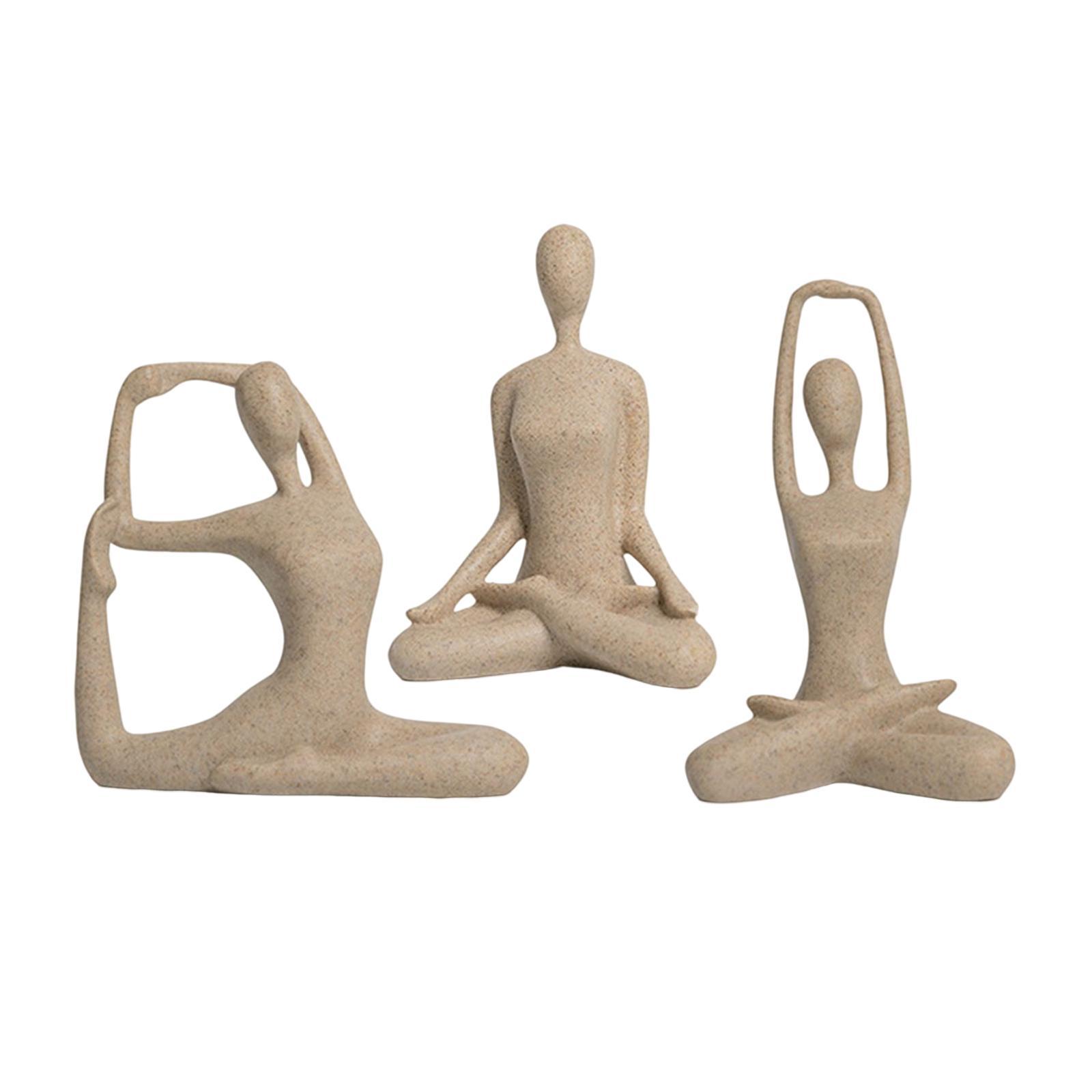 3Pcs Yoga Pose Statue Figurine Holiday Office Decor Yoga Figure Sculpture
