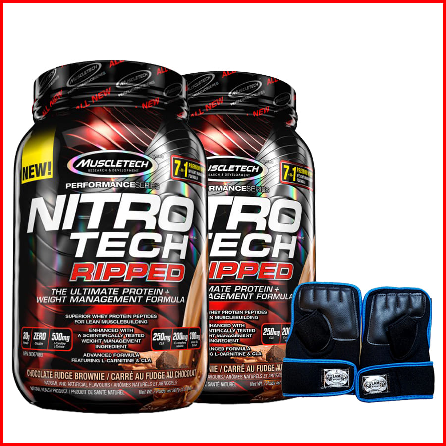 SIÊU Combo Tăng cơ-Giảm mỡ với 2 hộp Nitro tech Ripped 2lbs - mỗi hộp 21 lần dùng - Vị chocolate - Tăng cơ nhanh chóng, Đốt mỡ tối ưu - Kèm quà - Hàng chuẩn nhập khẩu chính hãng