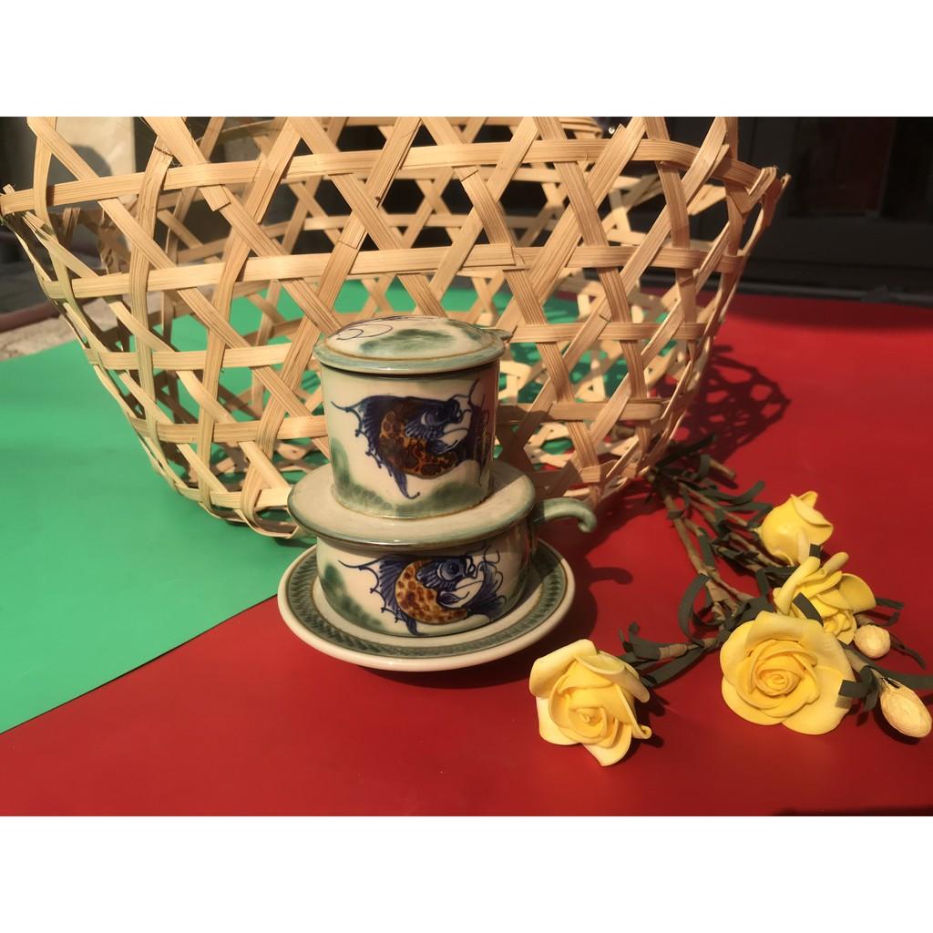Phin Cafe Gốm Vẽ Cá Thấp MNV-CFV001