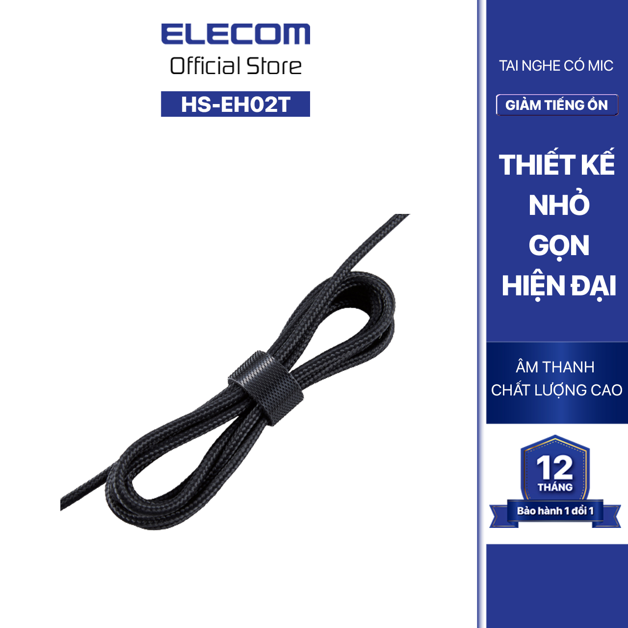 Tai nghe micro đàm thoại móc vành tai ELECOM HS-EH02T - Hàng chính hãng