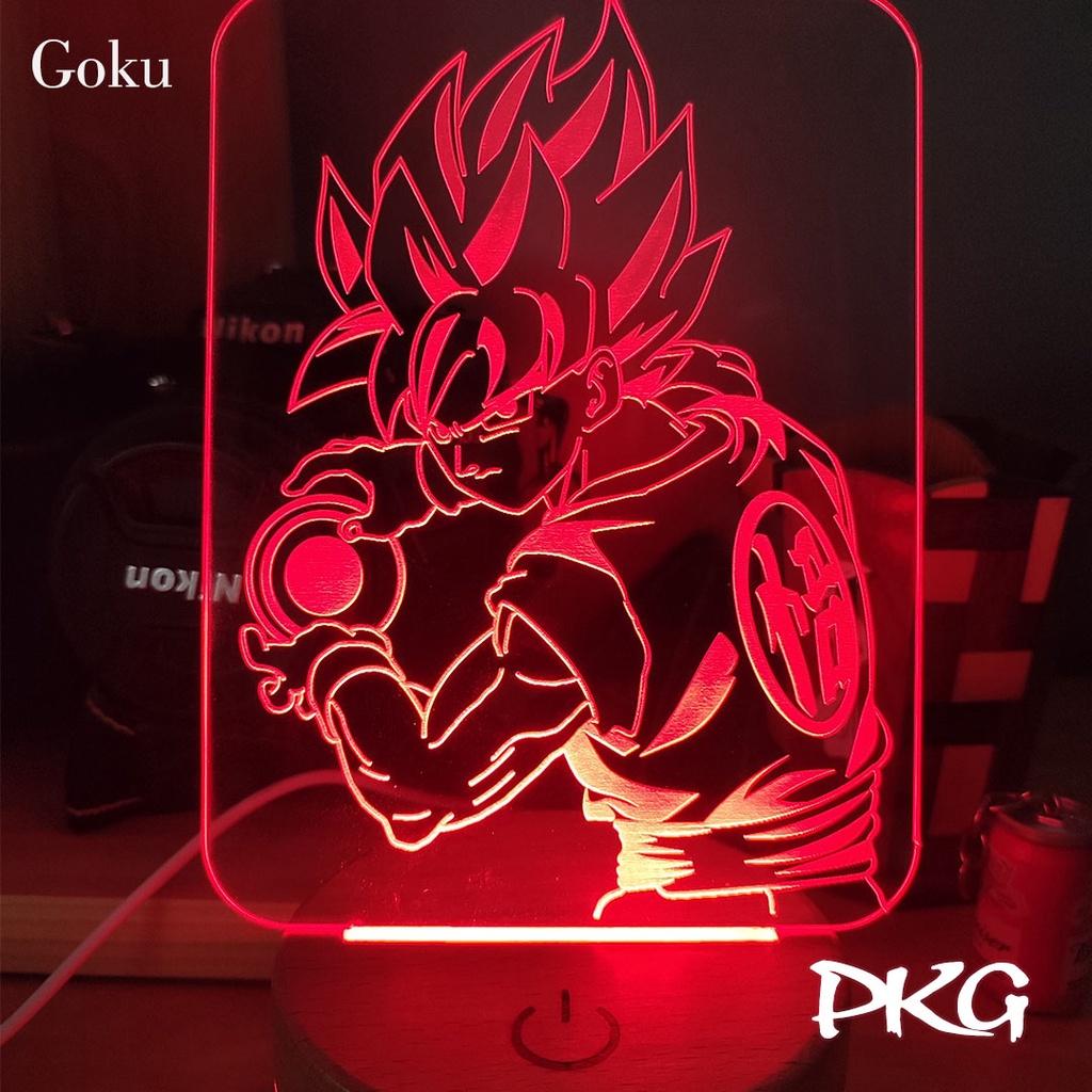 Đèn Ngủ Led 3D GOKU 2 nhân vật Anime phát sáng 16 màu cảm ứng có điều khiển từ xa