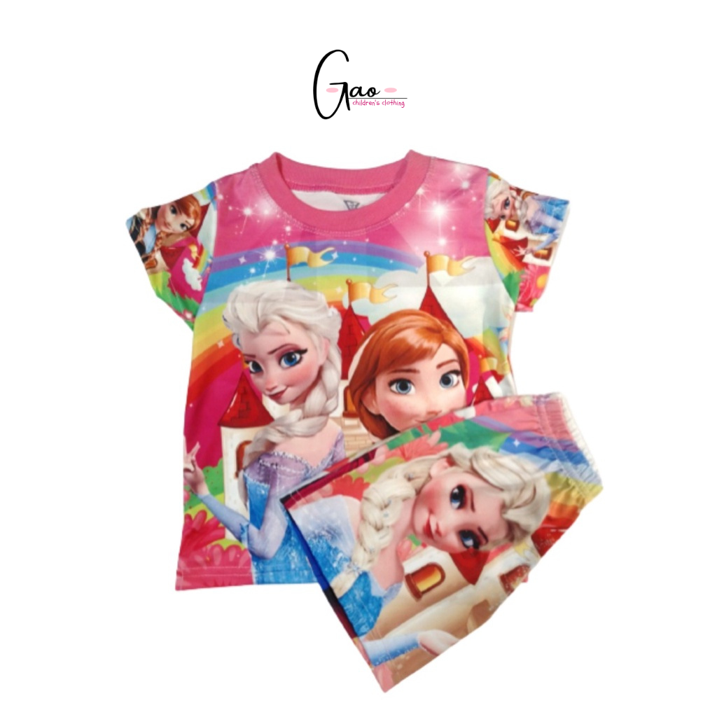 Bộ đồ bé gái họa tiết Công chúa Elsa chất liệu thun mềm mịn mát in hình 3D được các bé gái yêu thích SIZE 5-25kg