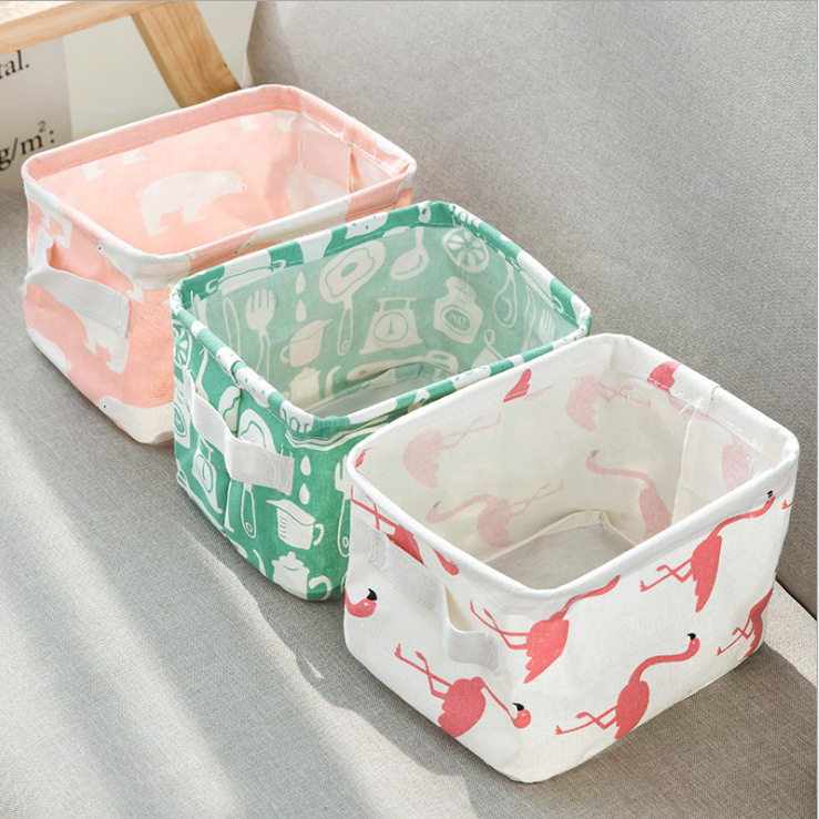 Combo 2 Giỏ Vải Để Đồ, Sọt Vải Họa Tiết 20.5 cm x 16cm x 13cm
