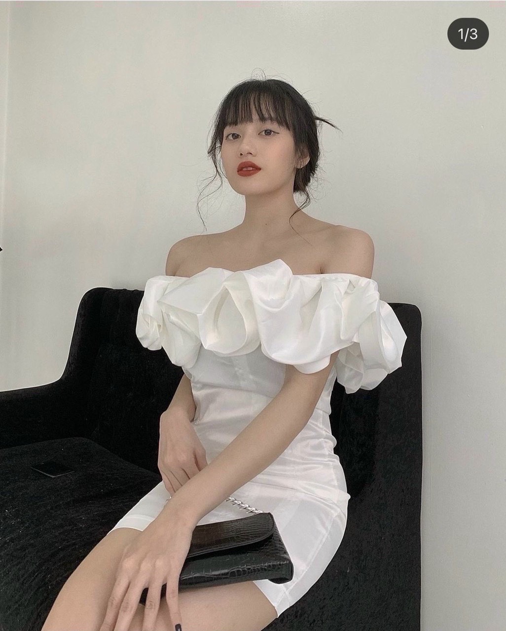 Đầm body trễ vai bèo trắng sang trọng