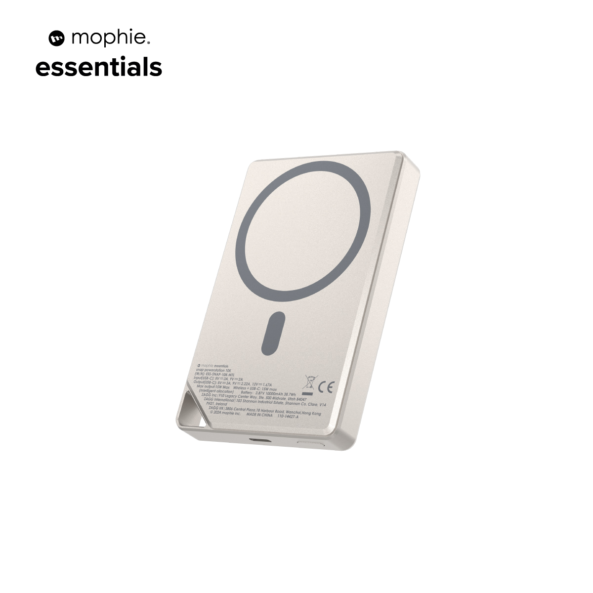 Sạc dự phòng mophie Essentials Snap+ 10,000mAh Metallicl, công suất đến 15W - Hàng chính hãng