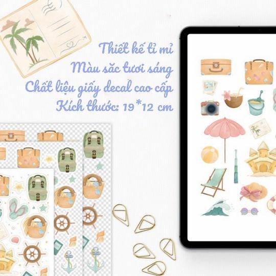 sticker sheet beach holidays - sticker dán, trang trí sổ nhật kí, sổ tay | Bullet journal sticker