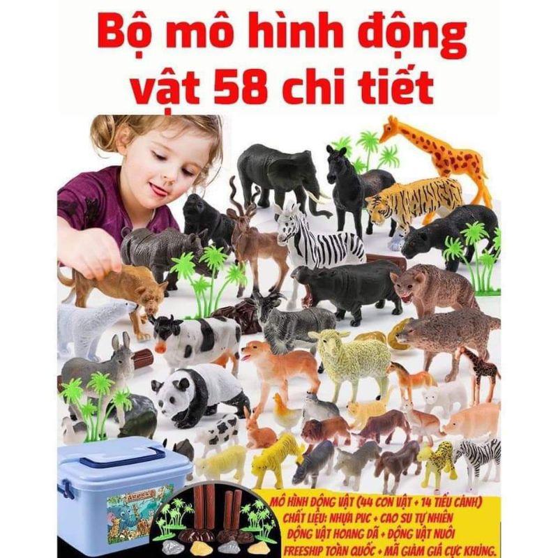 Mô hình 58 chi tiết động vật, con vật cho bé