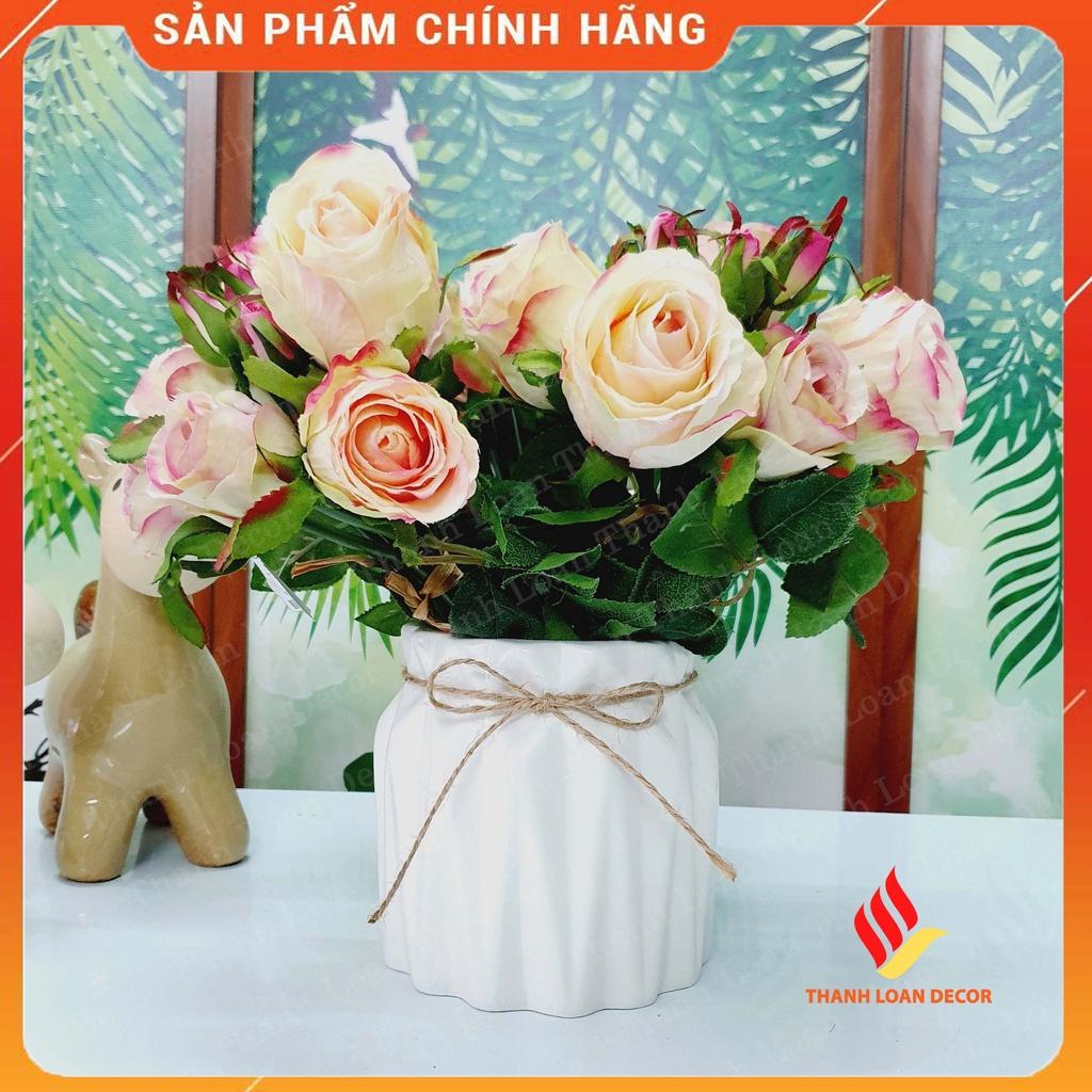 Lọ hoa gốm sứ Bát Tràng cỡ nhỏ 18 cm - Bình hoa để bàn xinh xắn - Decor trang trí Nhiều màu (không bao gồm hoa