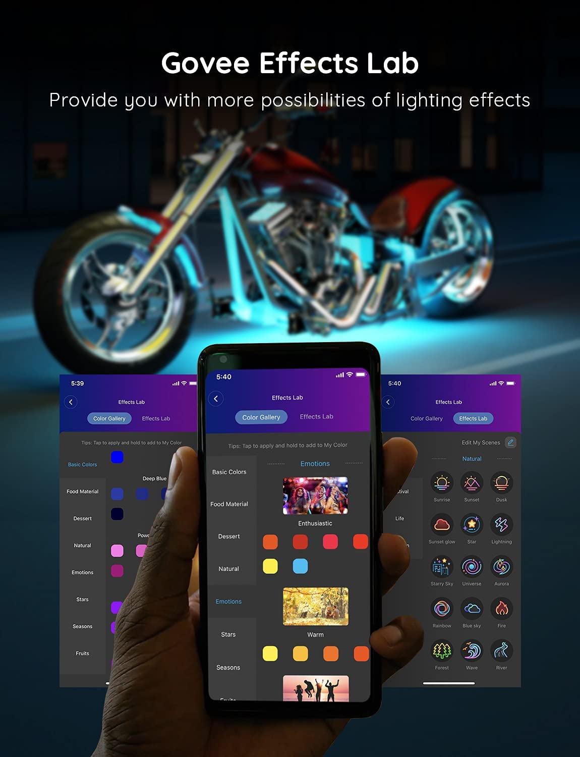 Govee 12 Pcs RGB Motorcycle LED Light Kits H6194 | Kháng nước, cảm biến nhạc, tùy chỉnh màu thông minh | Hàng chính hãng
