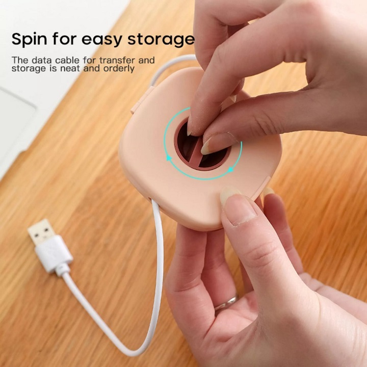 Hộp Đựng Dây Cáp / Tai Nghe / Dây Sạc Thiết Kế Xoay Có Thể Thu Gọn Tiện Dụng Mang Theo Du Lịch Có đế kê điện thoại