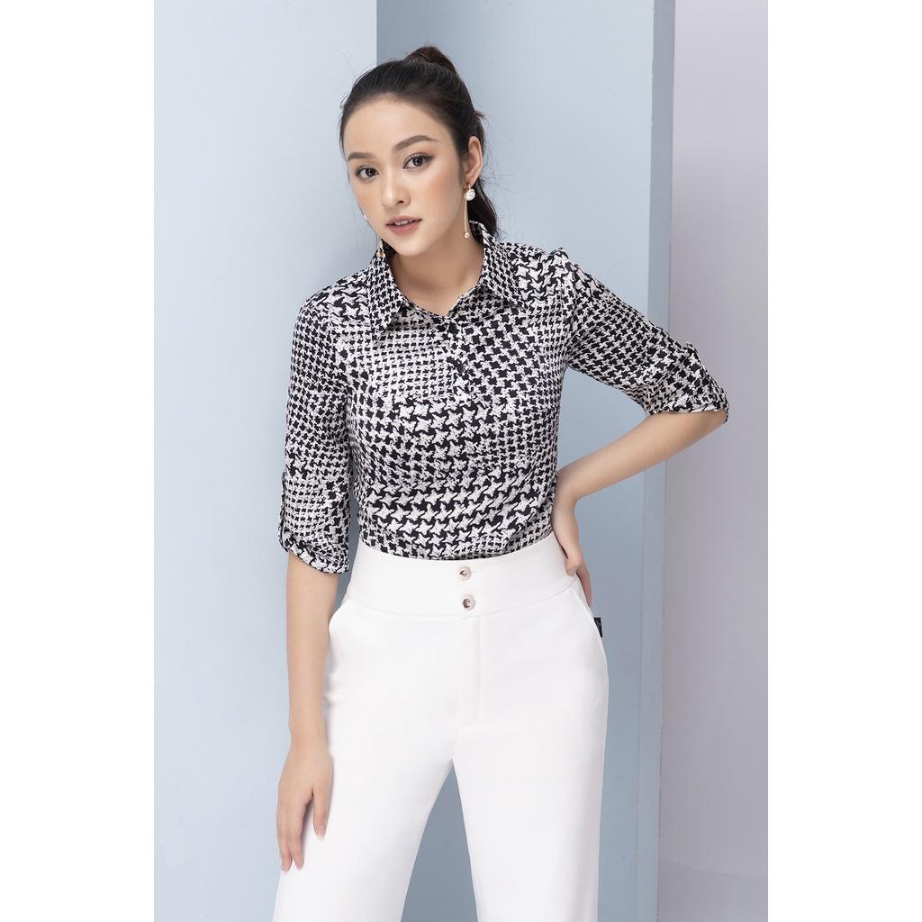 Áo sơ mi họa tiết cao cấp LUPERI LFSM1195 vằn trắng đen cách điệu trẻ trung, hiện đại, dễ mix đồ