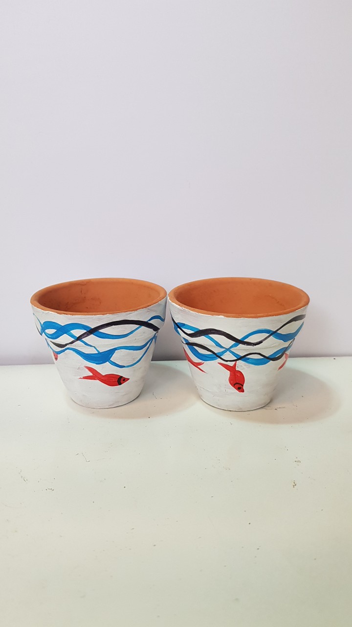 Chậu trồng cây bằng gốm, thích hợp trồng sen đá/ xương rồng, cây cảnh mini, hàng vẽ tay hoặc trang trí góc làm việc, học tập. Giao hoạ tiết ngẫu nhiên từ HCM