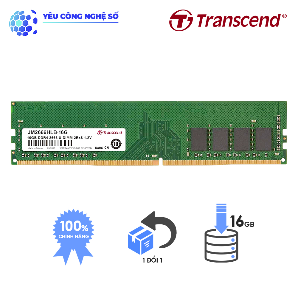 Bộ Nhớ RAM Transcend JETRAM 16GB JM DDR4 2666Mhz U-DIMM - Hàng Chính Hãng