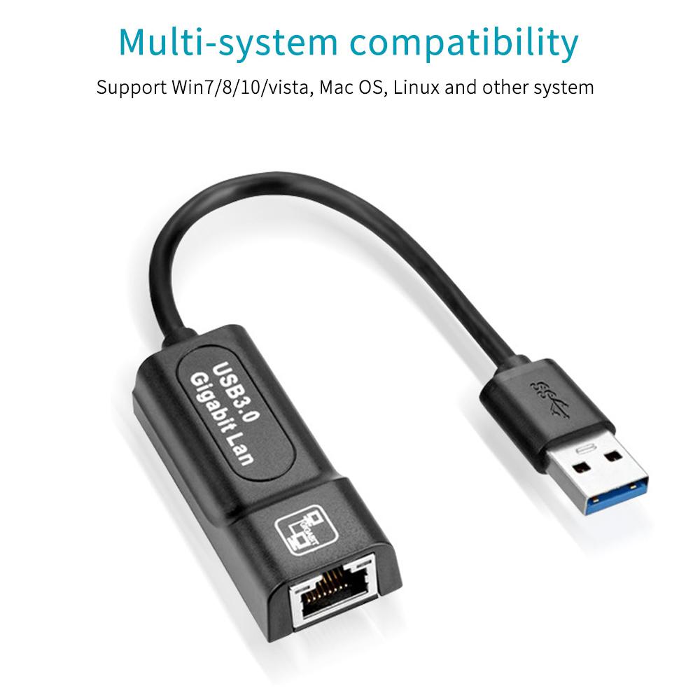 Portable Network Card Converter USB3.0 to RJ45 Gigabit Network Card Adapter High-speed Transmission Wide Compatibility