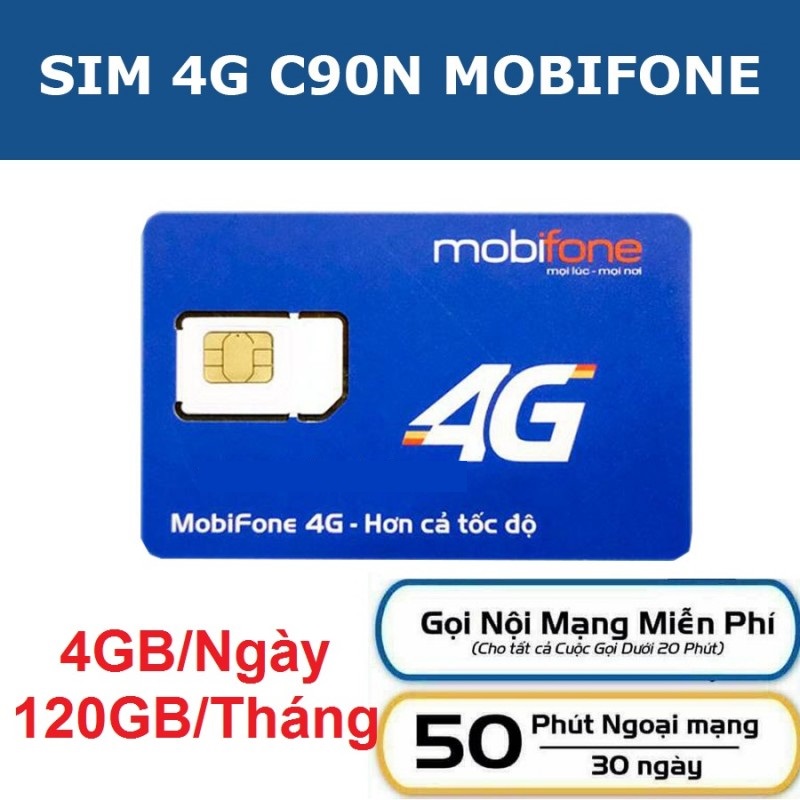 Sim 4G Mobifone C90N Tặng 4GB / Ngày Và 1000 Phút Nội Mạng - Hàng Chính Hãng - Giao Mẫu Ngẫu Nhiên