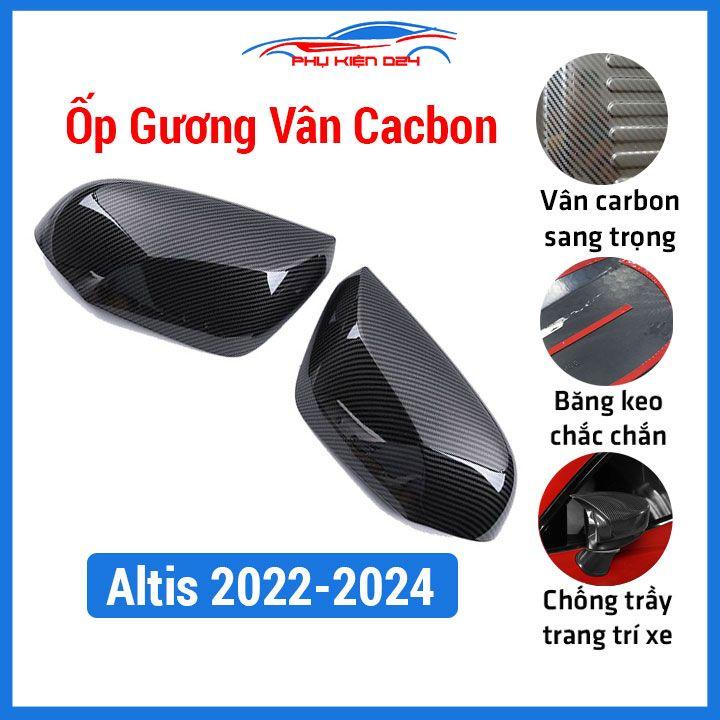 Ốp gương chiếu hậu Altis 2022-2023-2024 vân Cacbon bảo vệ chống trầy trang trí làm đẹp xe