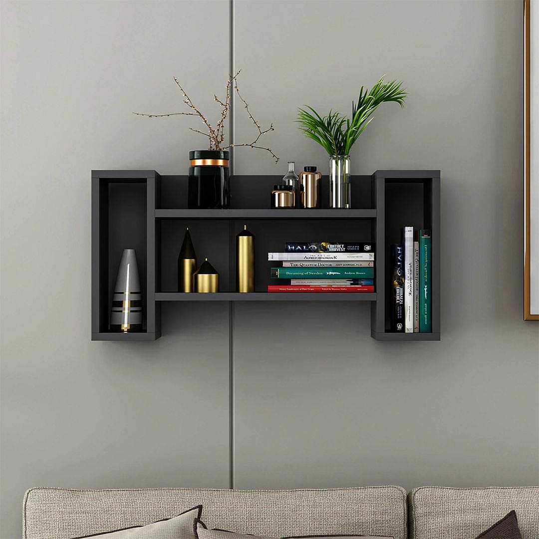 Kệ gỗ treo tường trang trí hiện đại SMLIFE Wadorudu | Gỗ MDF dày 17mm chống ẩm | D80xR20xC40cm