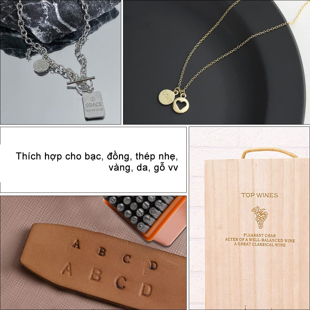 Bộ 37  In Chữ Và Số Lên Da Bằng Thép Không Gỉ dụng cụ in thép chuyên nghiệp, bộ tem（3mm） cụ in thép chuyên nghiệp