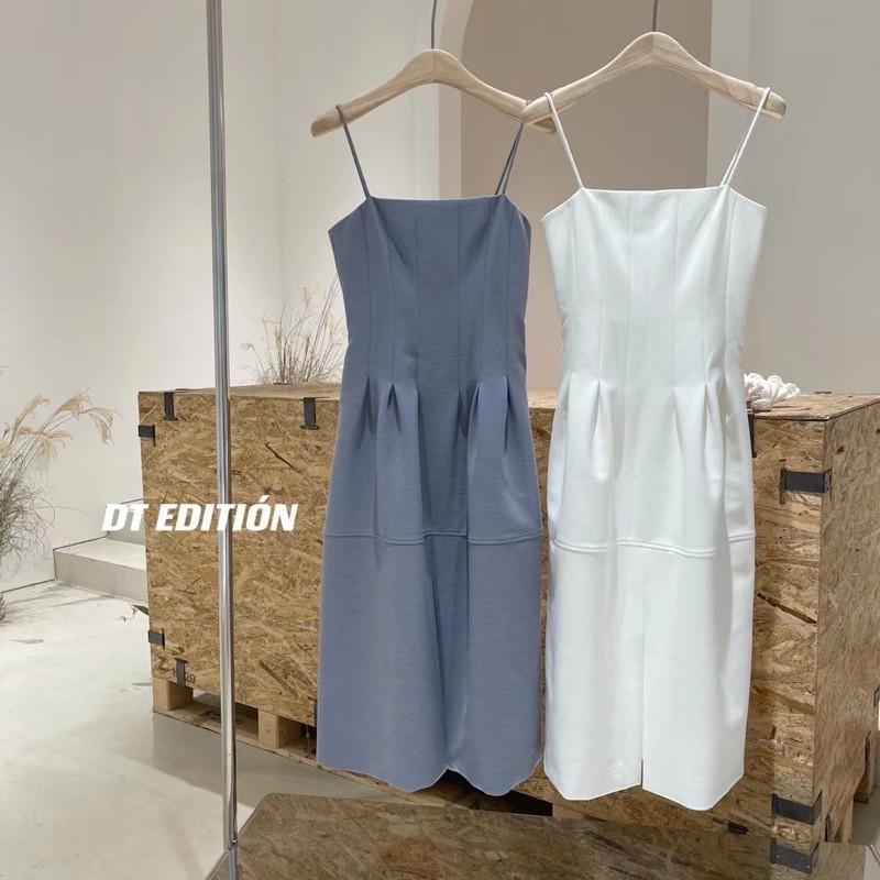 Váy DT 2 dây thân xếp ly bồng HQ