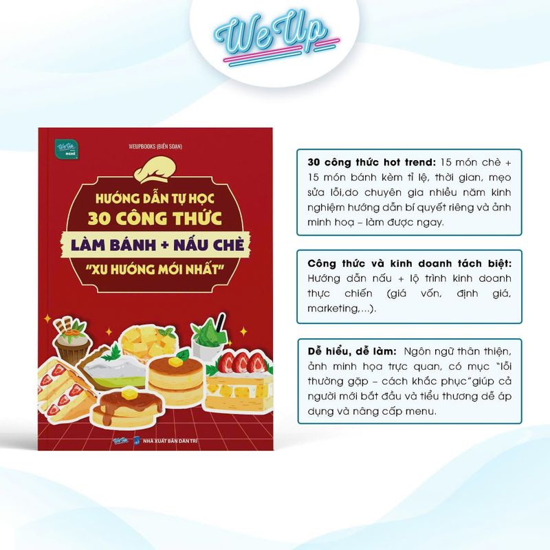 Sách - Hướng dẫn tự học 30 công thức làm bánh + nấu chè &quot;xu hướng&quot; mới nhất