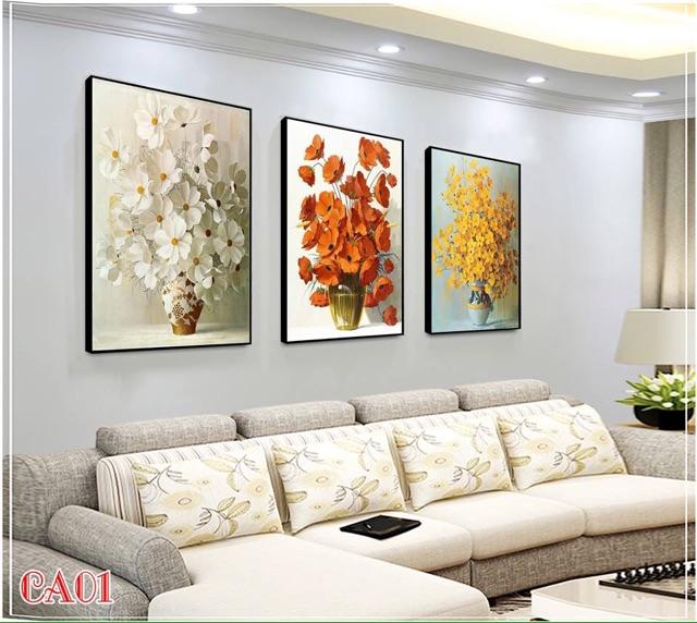 Tranh canvas decor bộ 3 bức 40x60cm