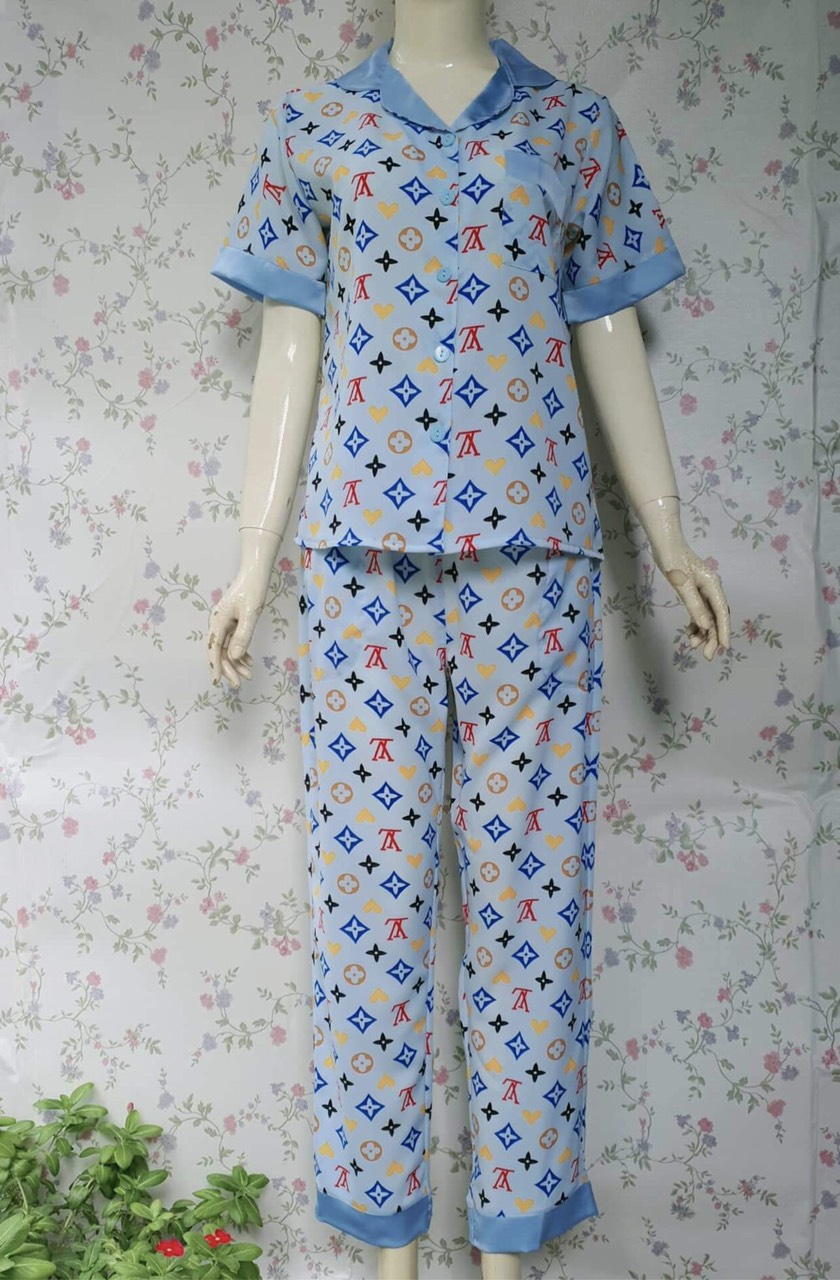 (40-70kg) Đồ Bộ Mặc Nhà, Đồ Bộ Pizama Lụa Mango Nữ Shop Khánh An Quần Dài Tay Ngắn, Màu Số 1