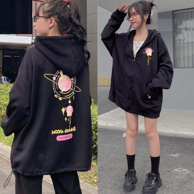 Áo khoác nỉ hoodie dây kéo có mũ áo khoac ulzzang street style Hàn quốc MOON LECHAU AKN11 trẻ trung năng động giá rẻ