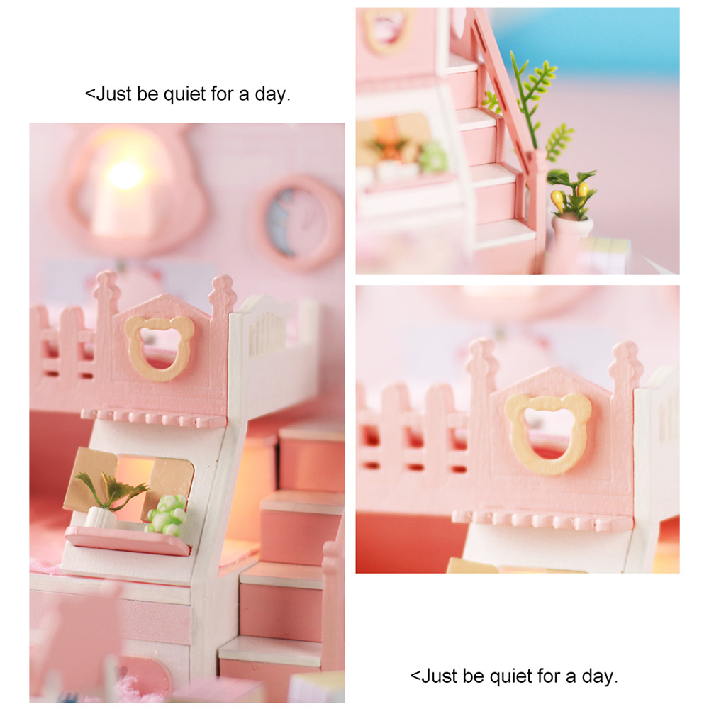 Kit Đồ Chơi Lắp Ráp Nhà Búp Bê Bằng Gỗ Miniatura Với Bộ Quà Tặng Sinh Nhật Nội Thất Đèn LED Giáng Sinh