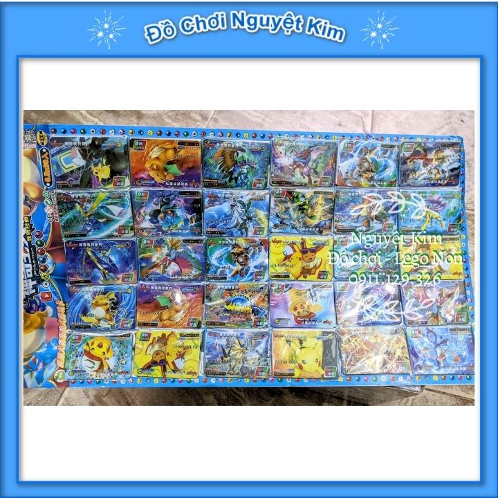 Vỉ 30 Bộ Thẻ Bài Pokemon Nhựa Loại Đẹp Vip, Mỗi Bộ 3 Thẻ Ngẫu Nhiên