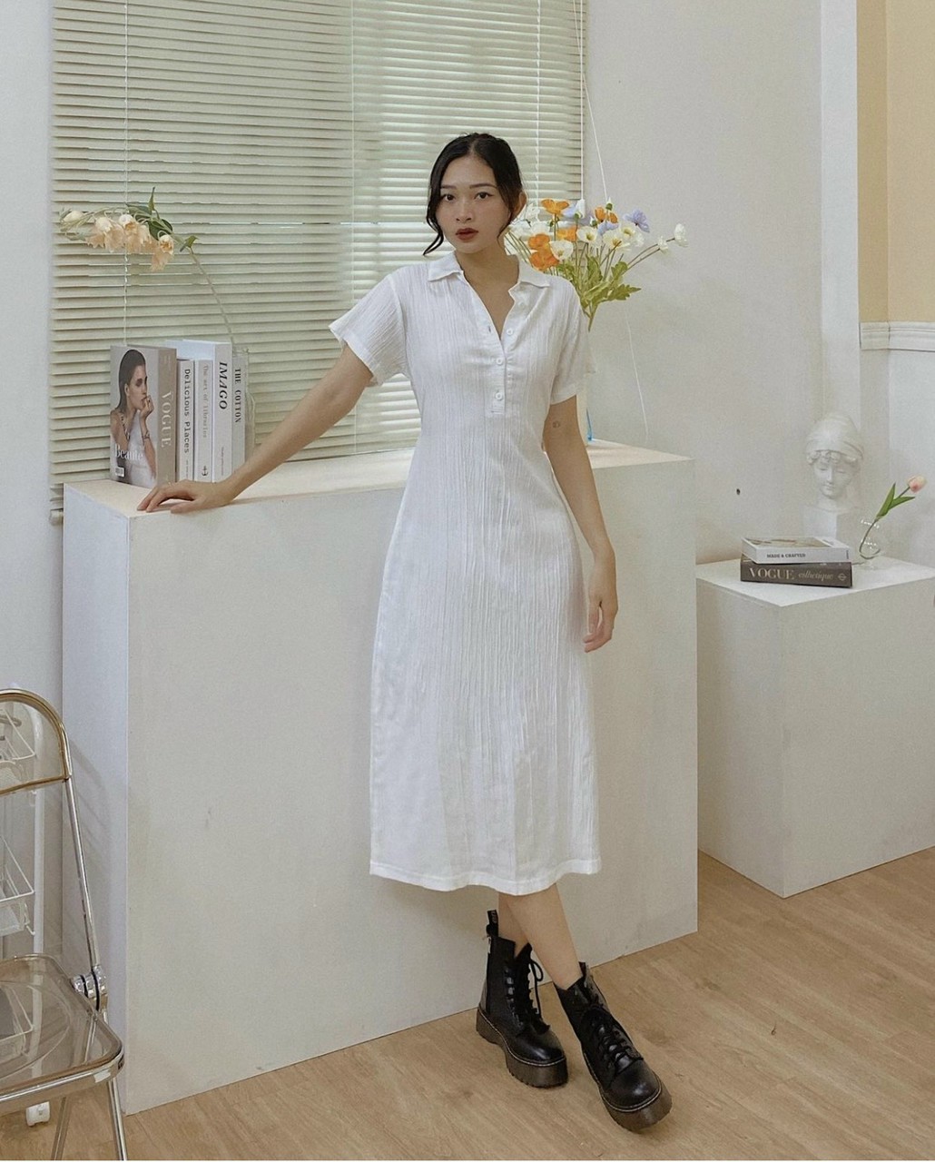 ĐẦM SUÔNG TRẮNG CỔ POLO