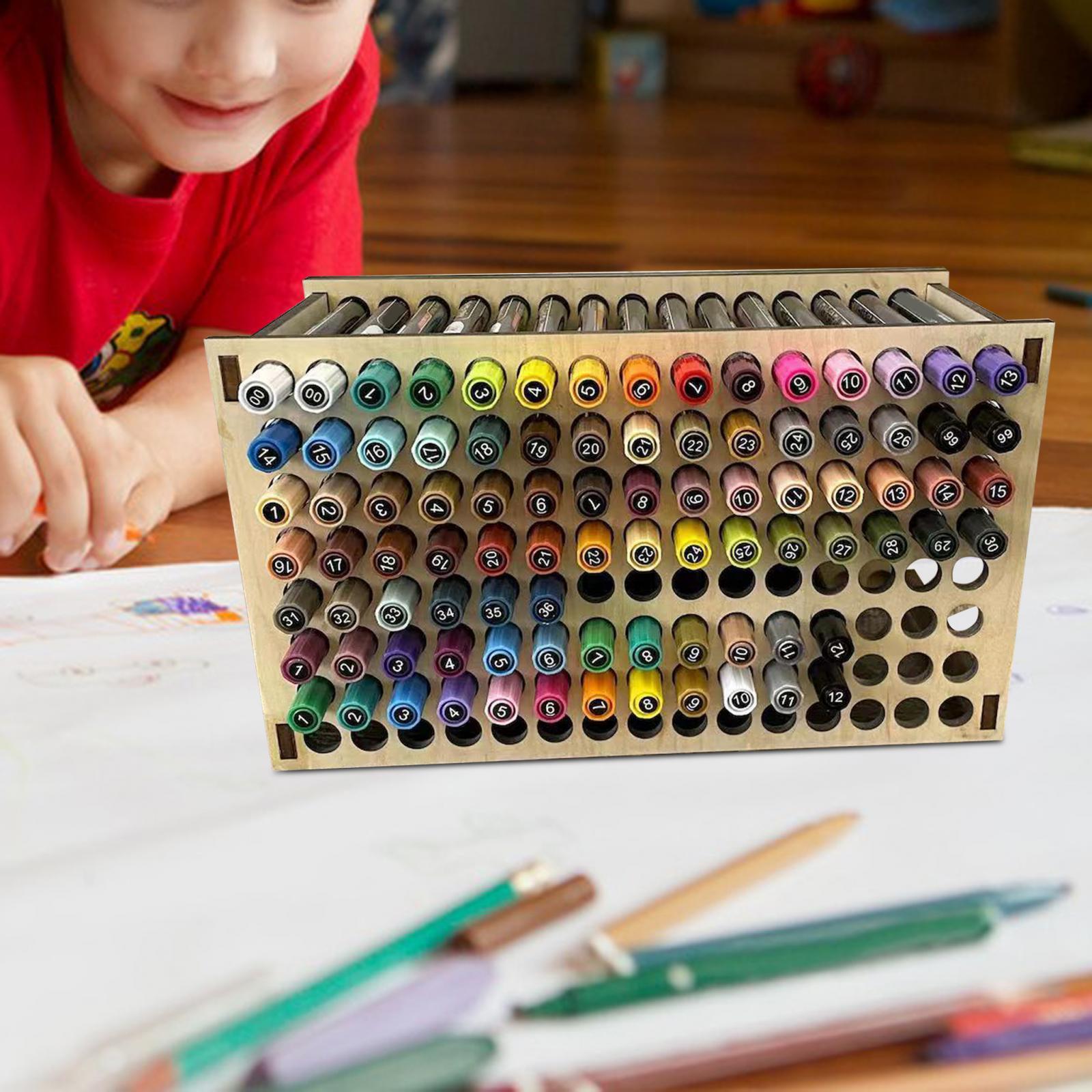 Paint Brushes Holder Wood Large Capacity Art Painting Pens Markers Organizer